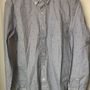 Bonobos shirt Men's Large Slim Fit Blue Long Sleeve Skier Print